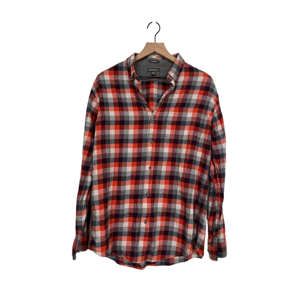 Eddie Bauer Mens Classic Fit Long Sleeve Plaid Button Down Shirt Size Medium